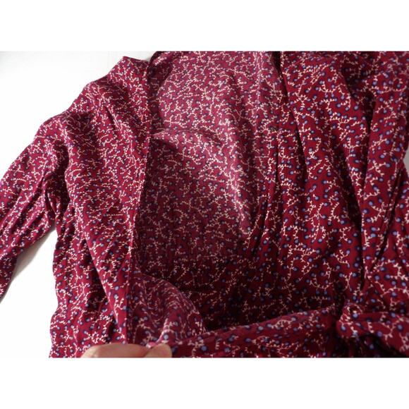 Talbots Plus X 0X Wrap Top Floral Burgundy Cottage Core Prairie Blouse New - Picture 10 of 16